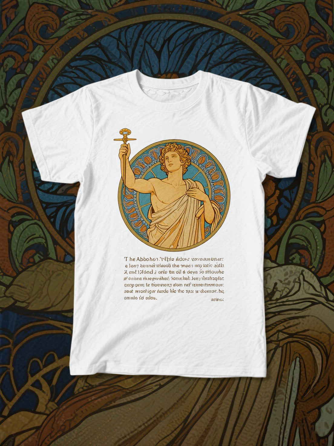 Vintage Art Nouveau Goddess Print White T-Shirt