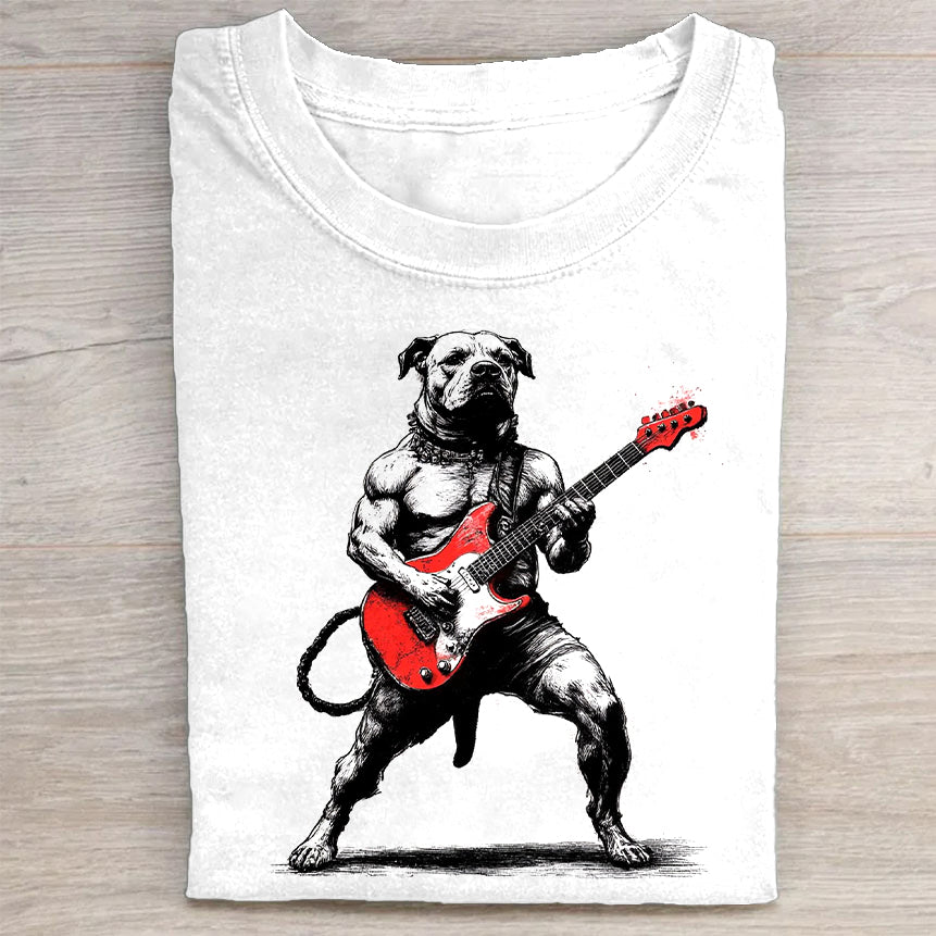 Dog Playing Guitar Graphic T-Shirt