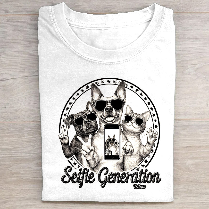 Selfie Generation Graphic Design White T-Shirt