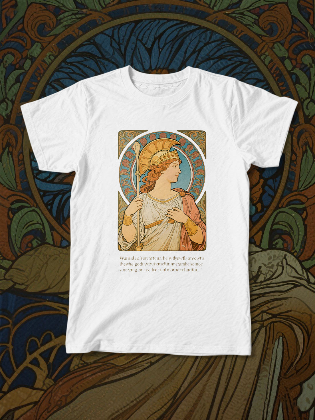 Art Nouveau Style Goddess Print White T-Shirt