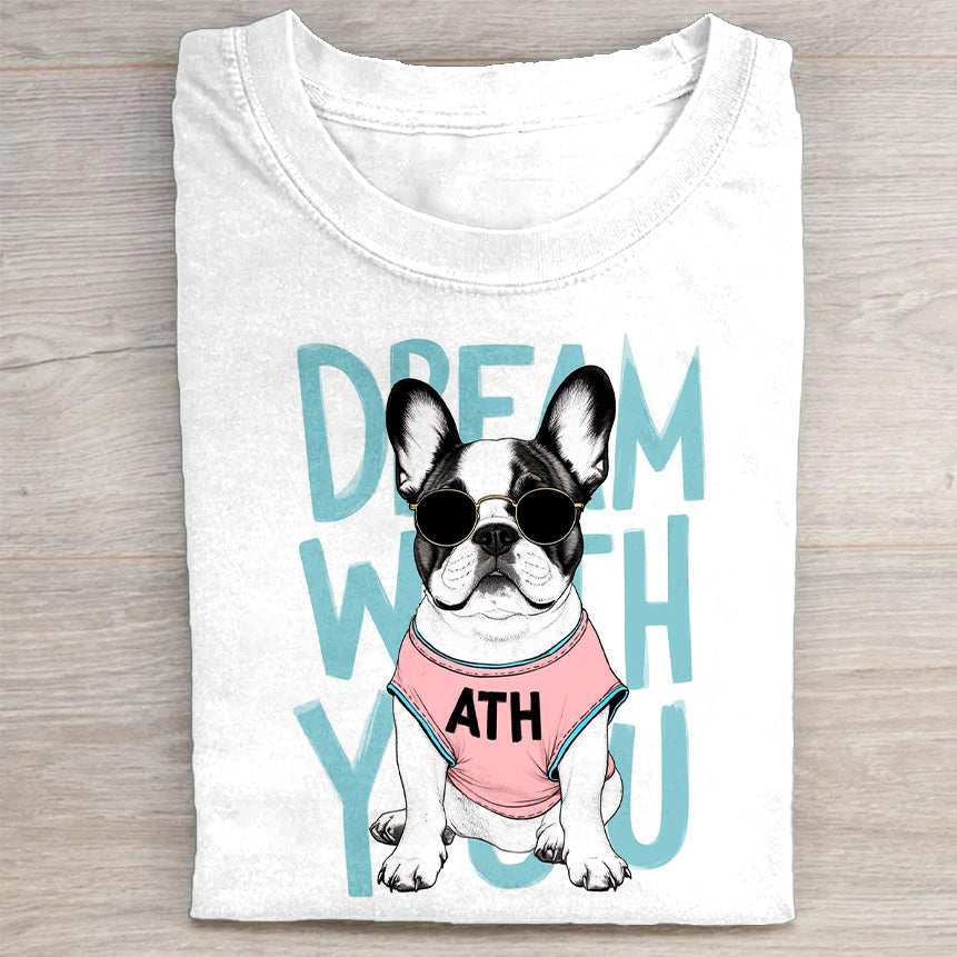 Dream With You Cute Dog Graphic T-Shirt