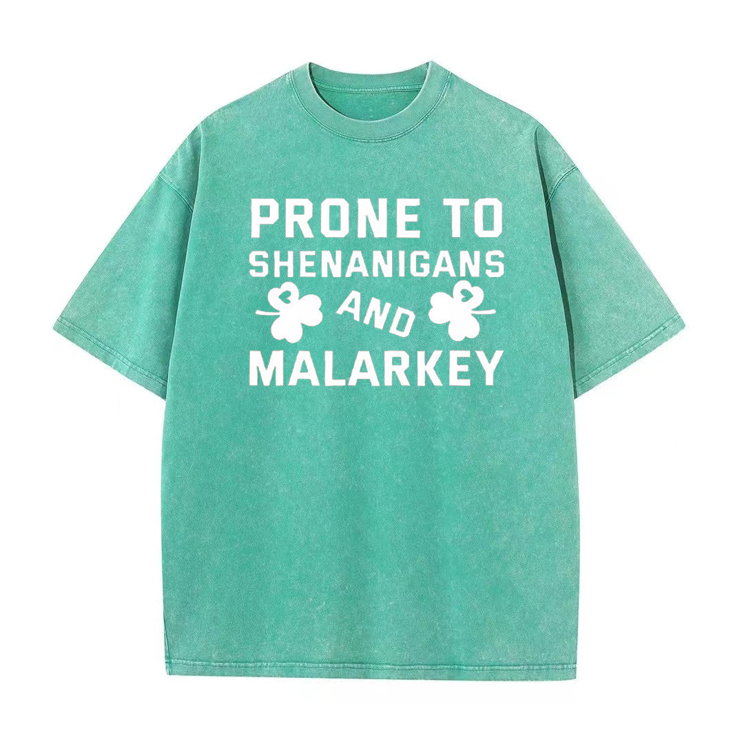 Retro St. Patrick's Day Prone To Shenanigans And Malarkey Unisex T-Shirt - heygraff