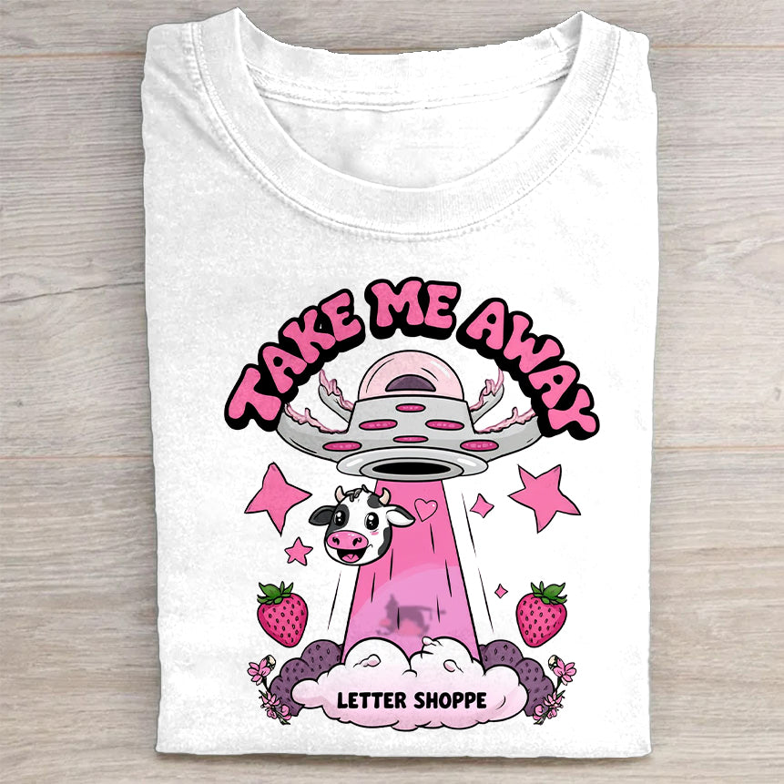 Take Me Away Alien UFO Graphic T-Shirt