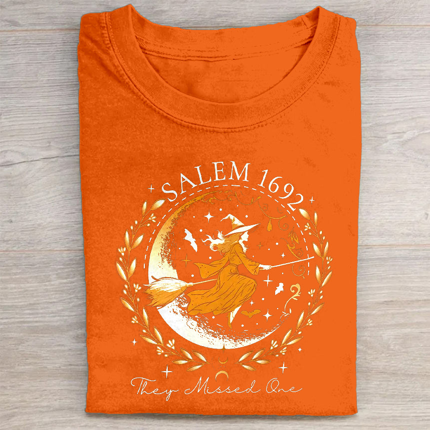 Salem 1692 Witch Flying Moon Graphic T-Shirt