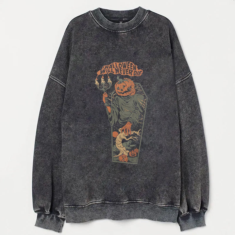Halloween Pumpkin Coffin Skeleton Graphic T-Shirt