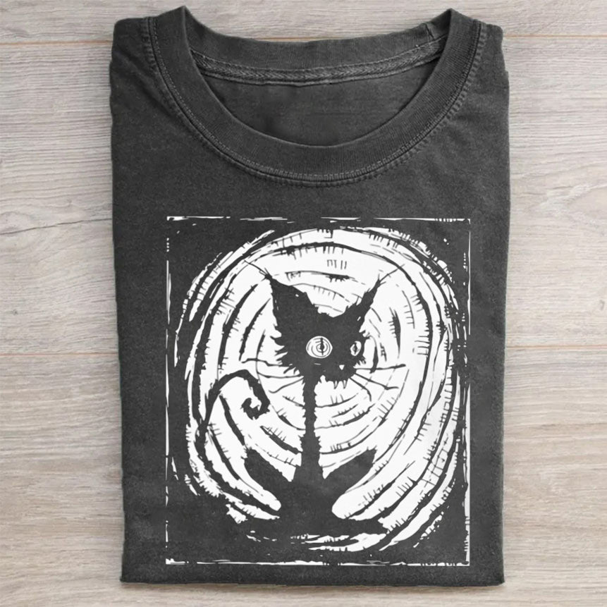 Black Cat Lazy Halloween T-Shirt