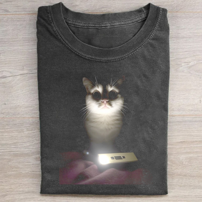 Cute Cat Graphic Print Casual T-Shirt