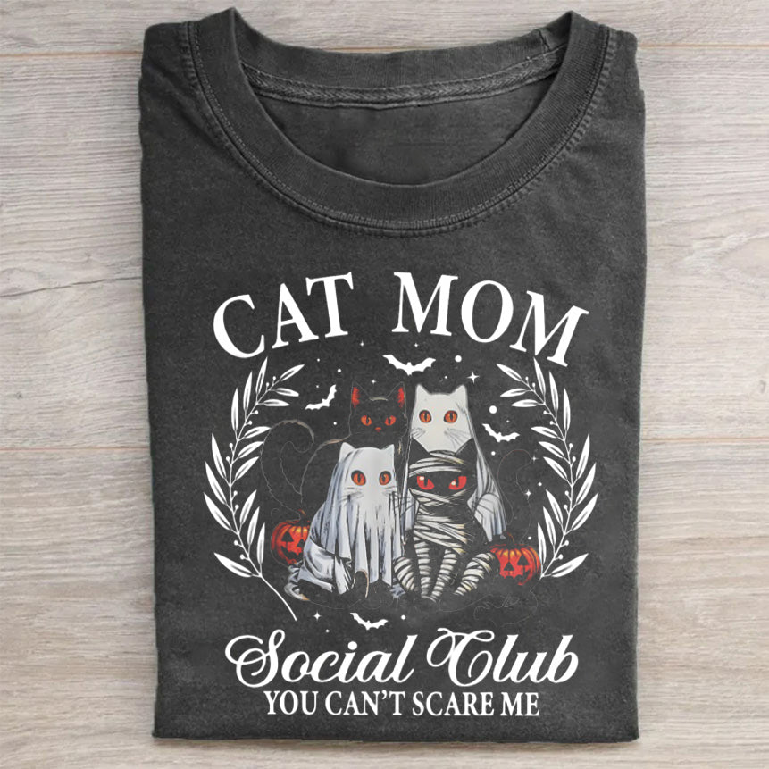 Halloween Black Cat Social Club Gothic Spooky Cat Mom TShirt