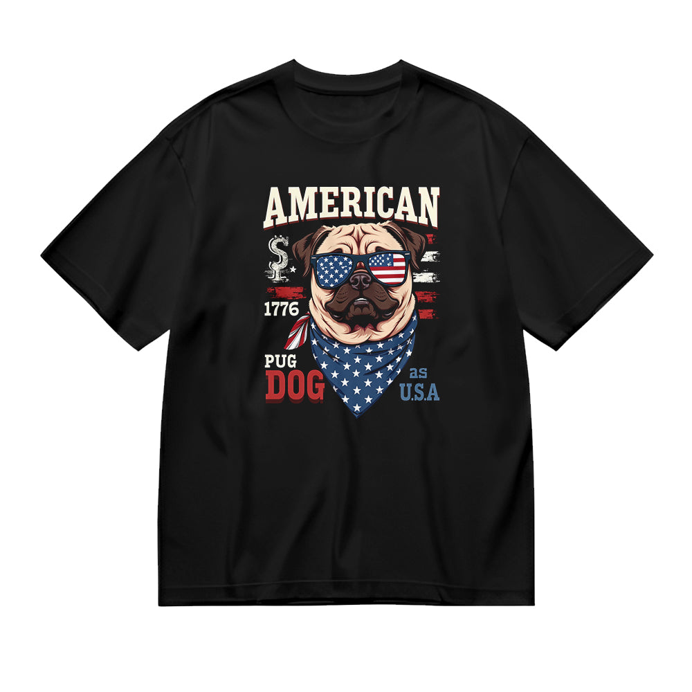 American Pug Dog USA Flag Patriotic T-Shirt