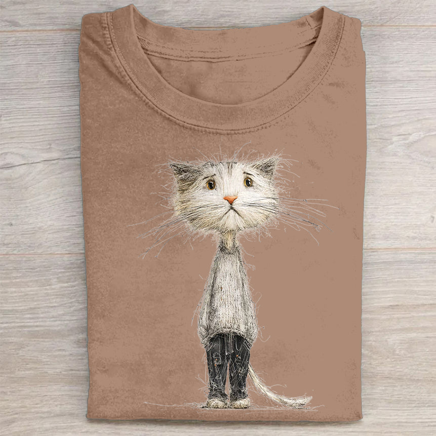 Whimsical Cat Art Print T-Shirt