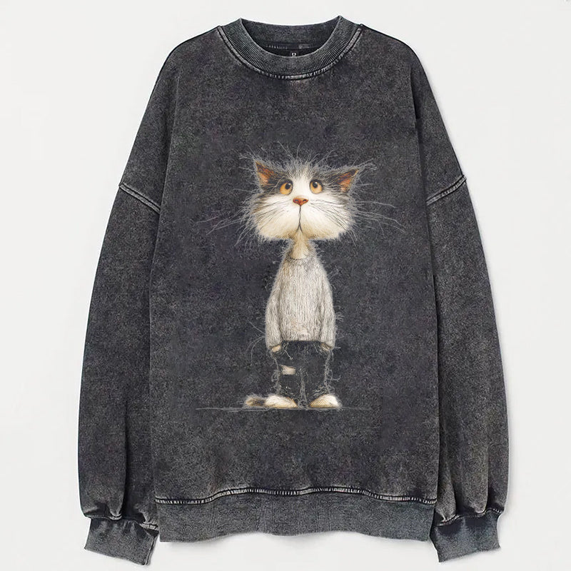 Cute Cat in Sweater Graphic Print Sweatshirt