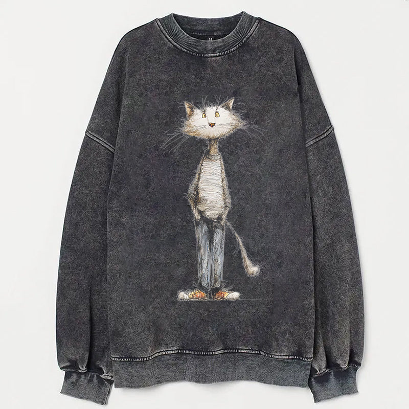 Whimsical Cat Art Print Graphic Sweatshirt