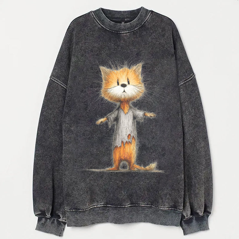 Cute Cat in Robe Graphic Print Sweatshirt