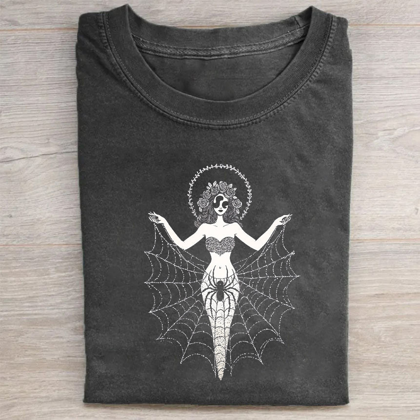 Spiderweb Mermaid Graphic T-Shirt