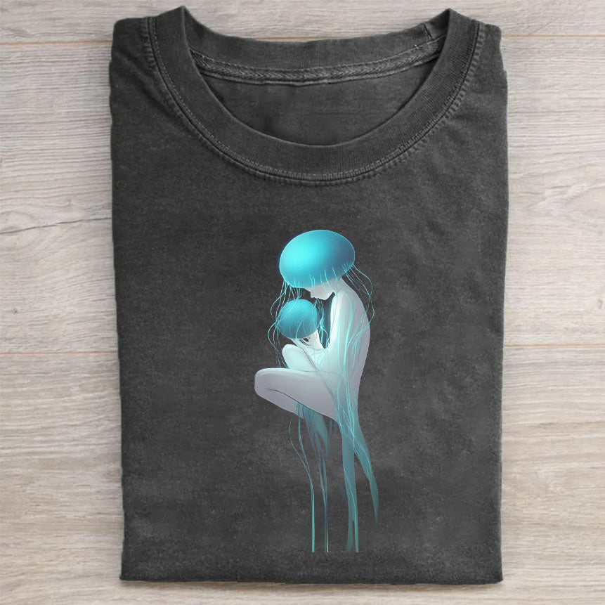 Jellyfish Design Graphic Tee for Men Women Unisex Casual Short Sleeve T-Shirt
