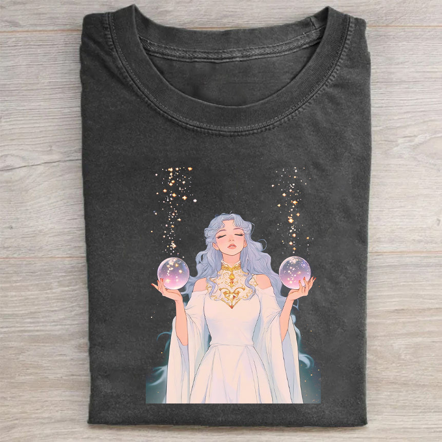 Magical Fairy Princess Graphic Tee for Women Girls Fantasy Art Print Short Sleeve T-Shirt