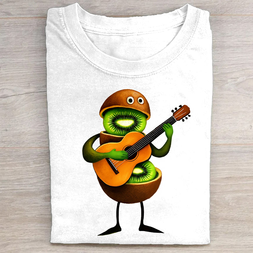 Cute Avocado Playing Guitar Graphic T-Shirt