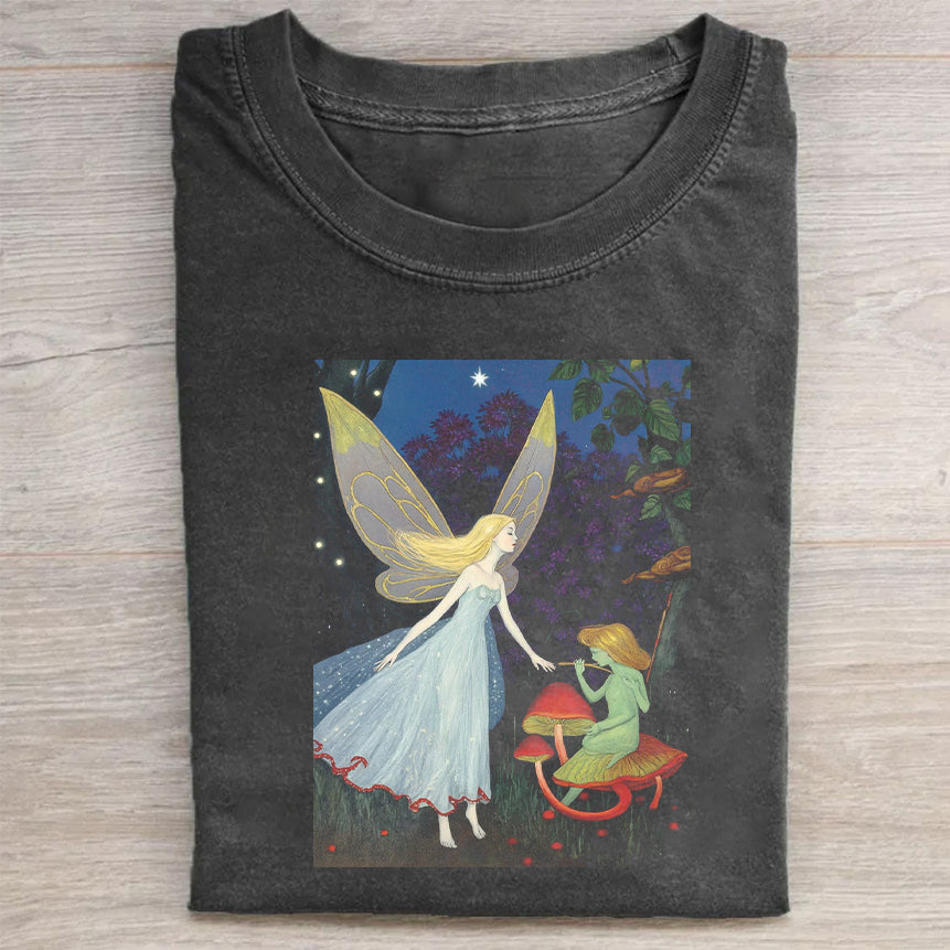 Fairy and Frog Fantasy Art Graphic T-Shirt