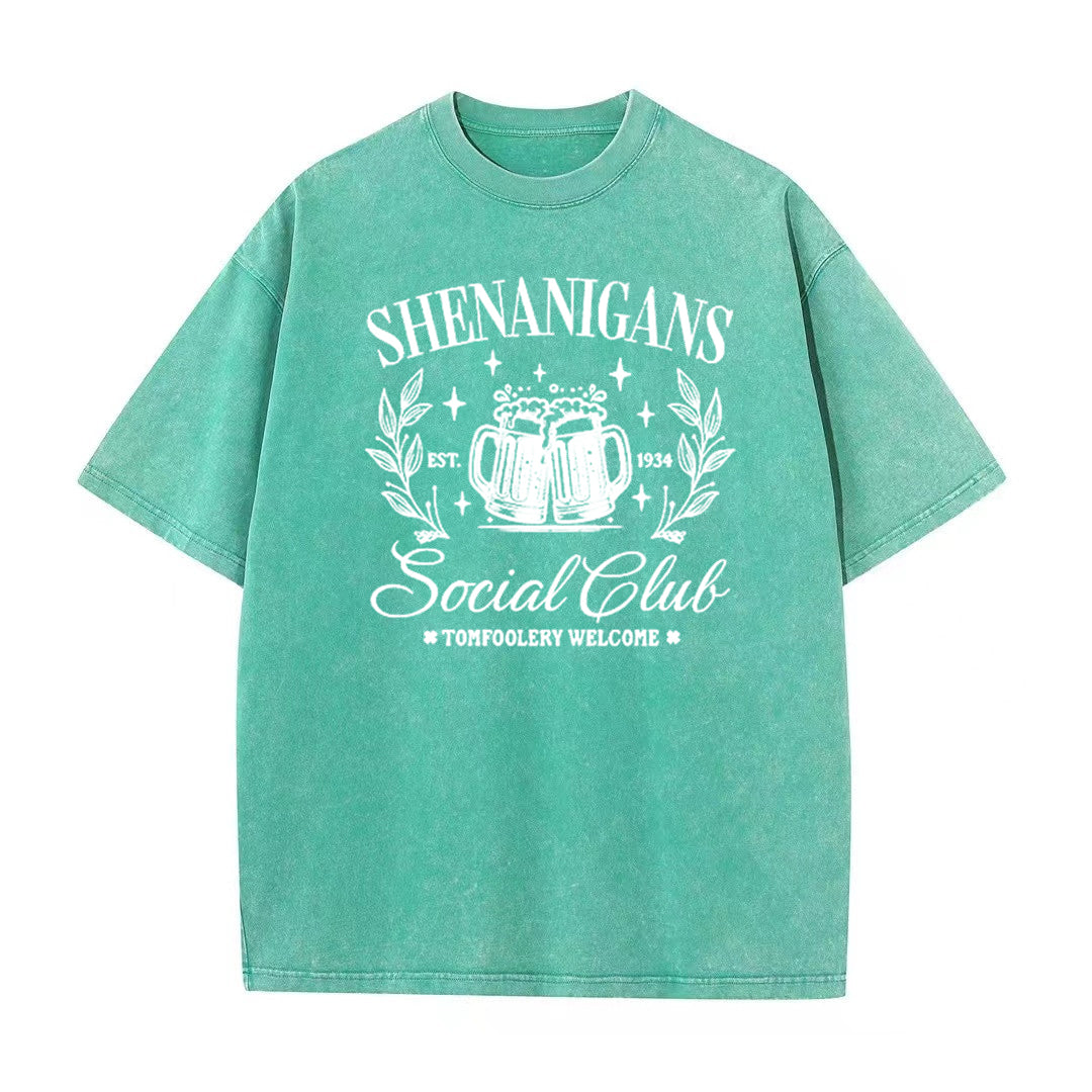 Retro St. Patrick's Day Shenanigans Social Club Unisex T-Shirt - heygraff