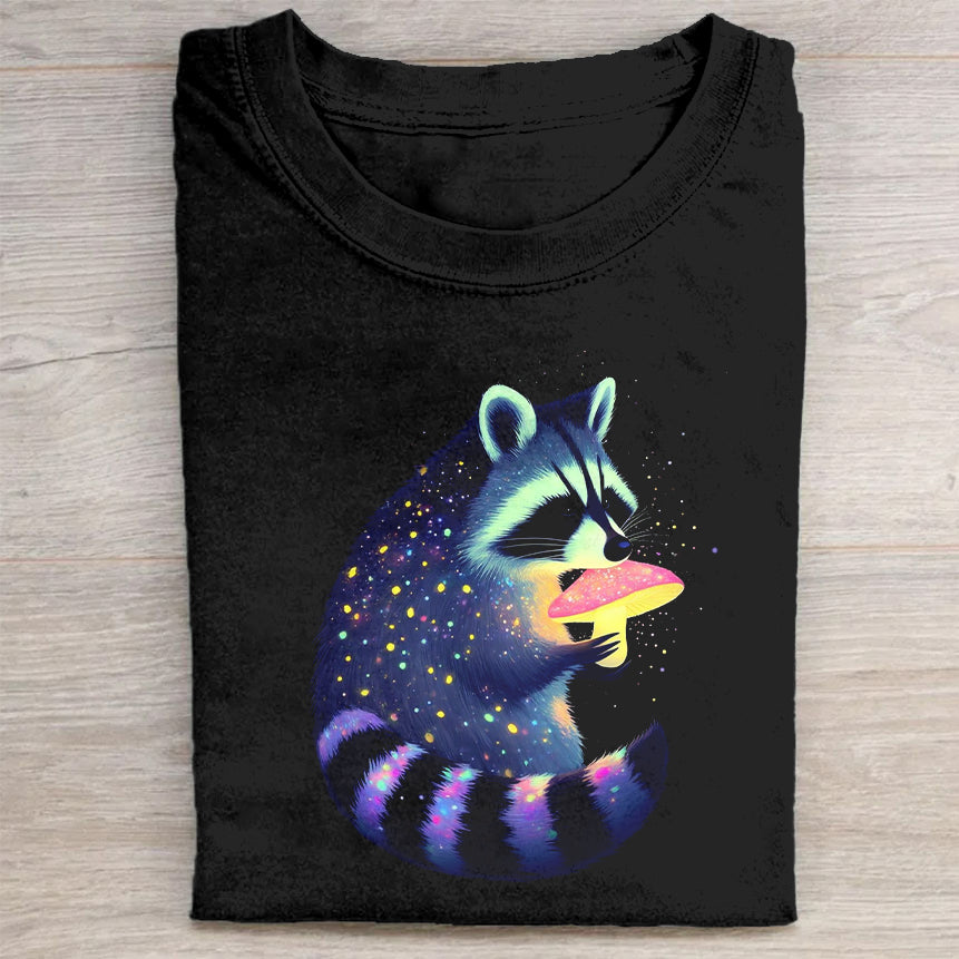 Cute Raccoon Galaxy Graphic T-Shirt