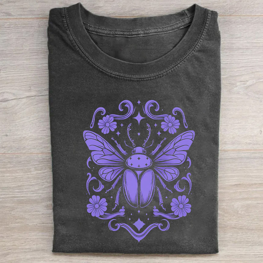 Purple Beetle Floral Design Men's Graphic T-Shirt