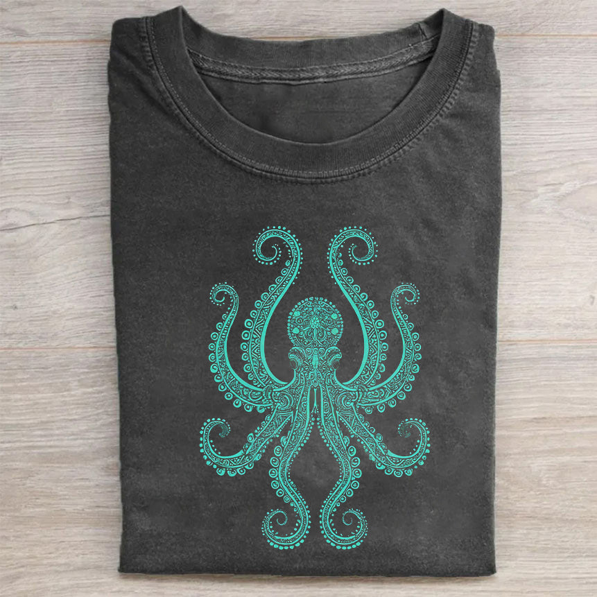 Octopus Graphic T-Shirt for Men Women Unisex Casual Short Sleeve Tee