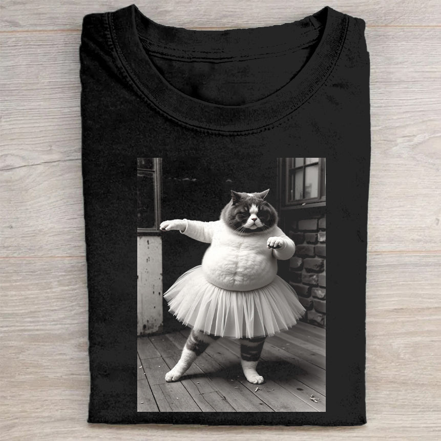 Cute Cat Ballerina Graphic T-Shirt