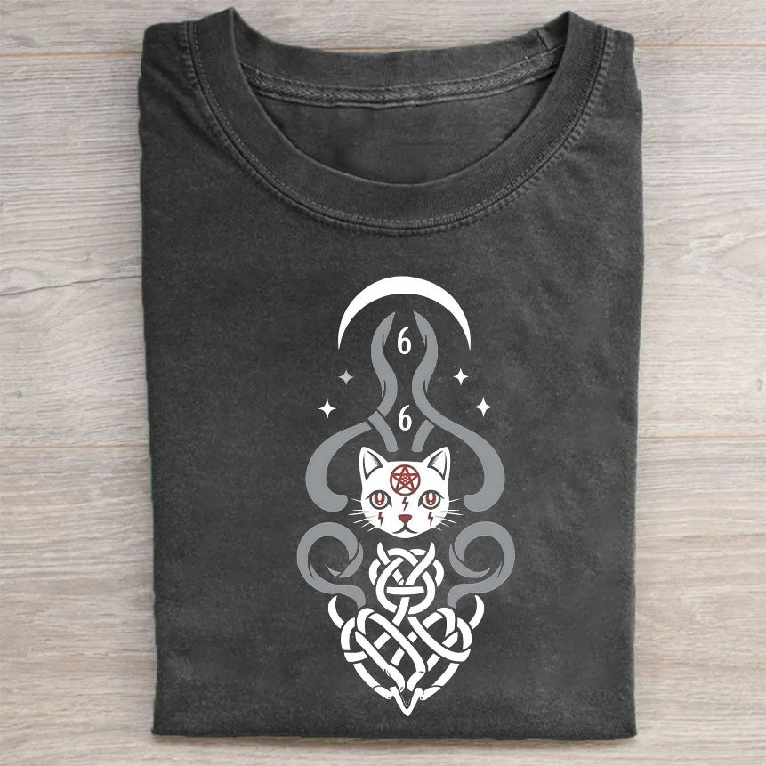 Cute Cat Celtic Knot Design Graphic T-Shirt