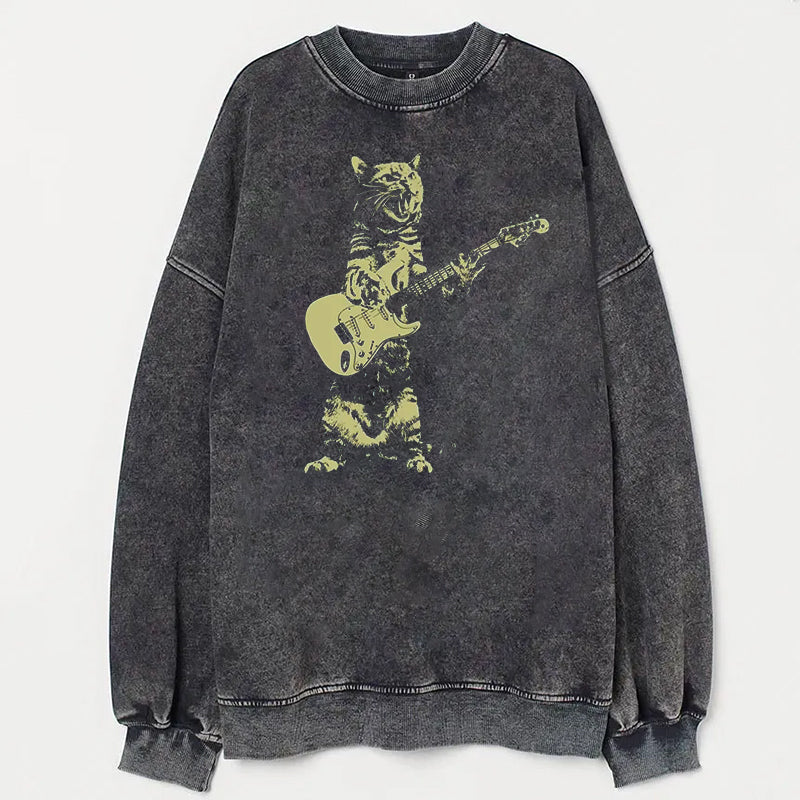 Cat Playing Guitar Unisex Sweatshirt - heygraff