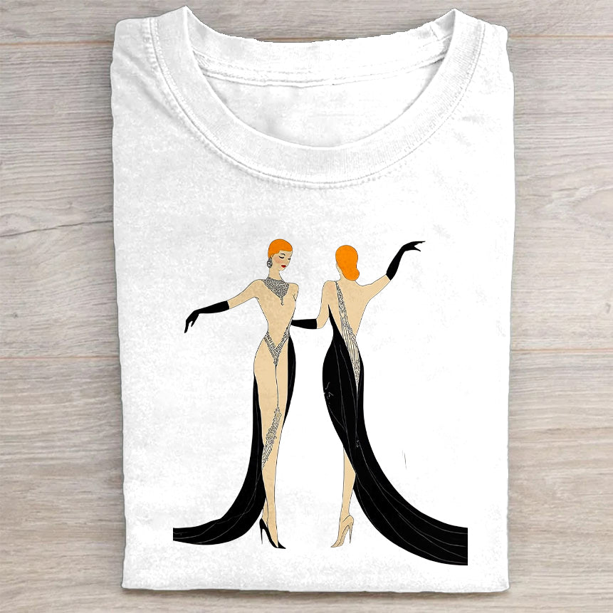 Elegant Fashion Illustration White T-Shirt