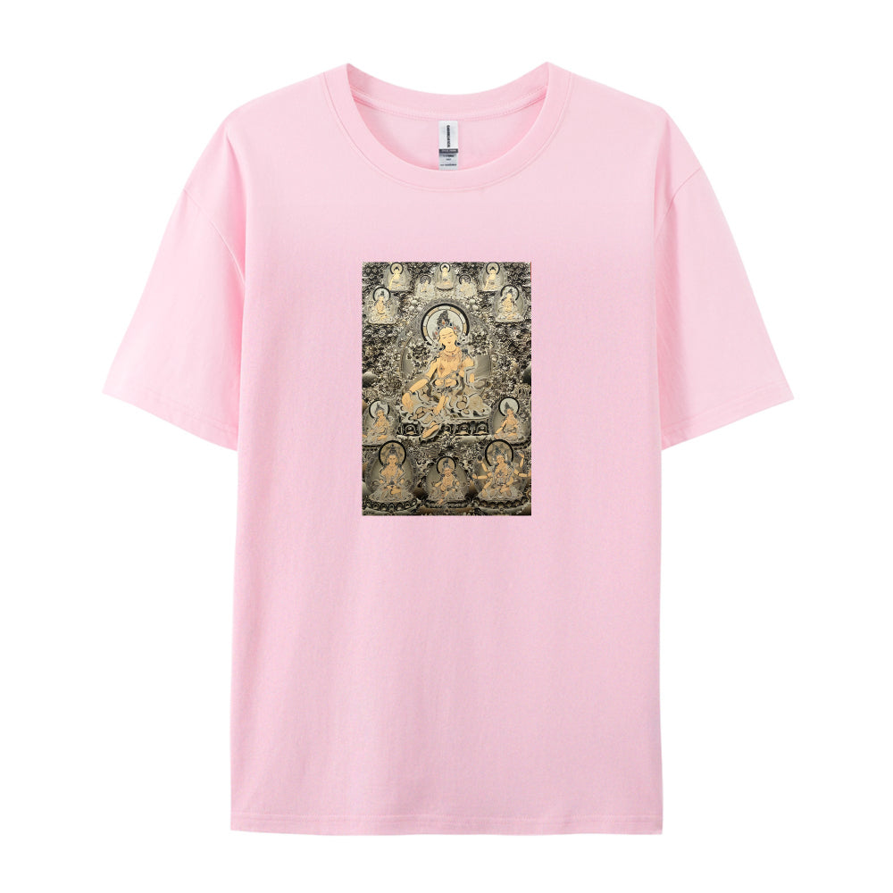 Buddhist Art T-Shirt  Golden Buddha Design  Spiritual Meditation Clothing  Unique Religious Graphic Tee  Men Women Unisex Fit  Comfortable Casual Wear  Traditional Zen Buddhism Apparel