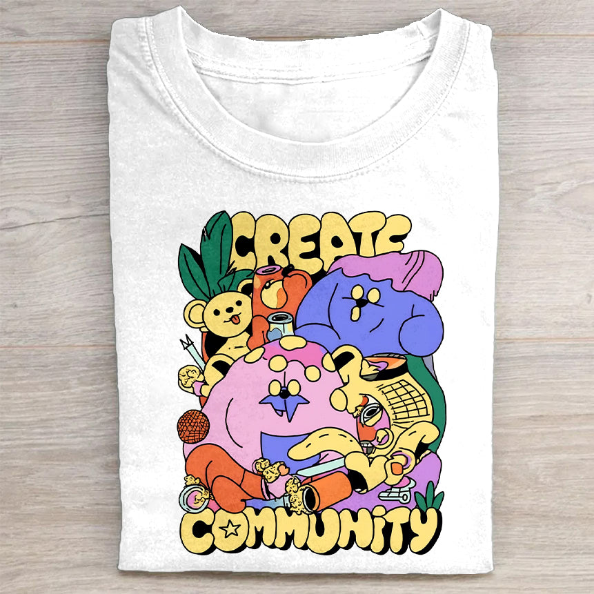 Colorful Cartoon Graphic T-Shirt