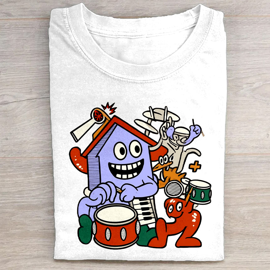 Cute Cartoon Characters Graphic T-Shirt