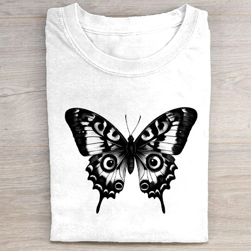 Butterfly Graphic Design White T-Shirt