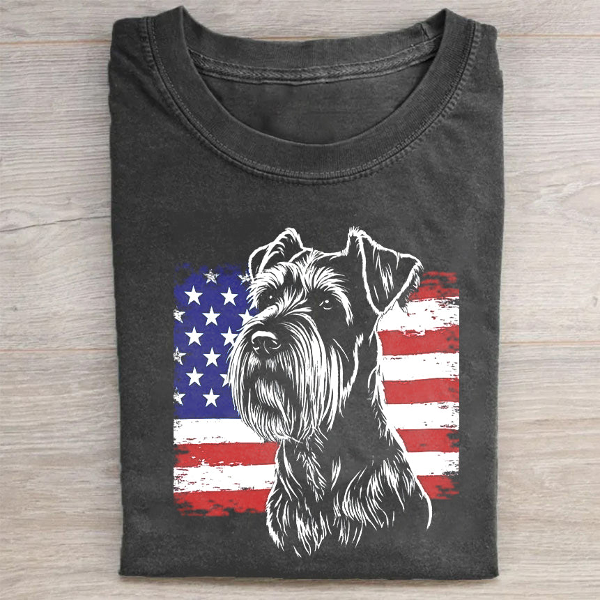 Schnauzer American Flag T-Shirt