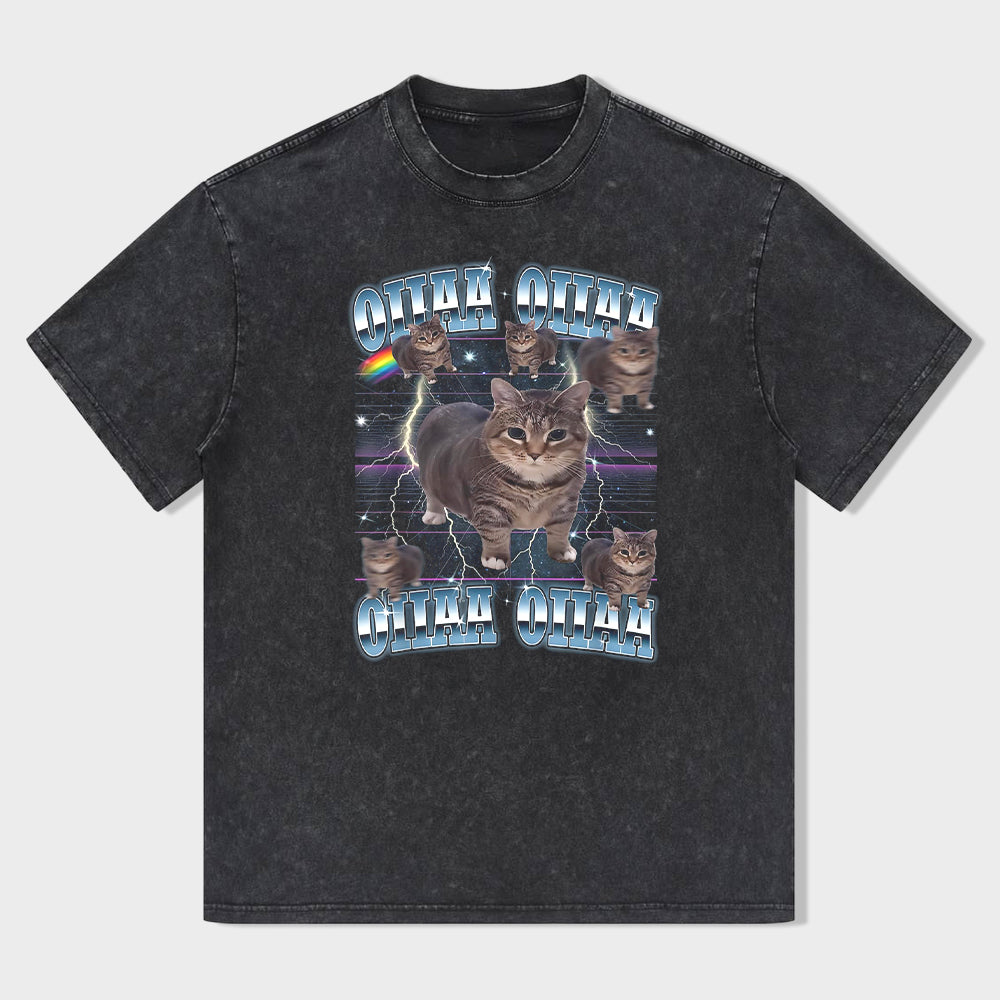 OIIA OIIA CAT Spinning Cat Funny  T-Shirt