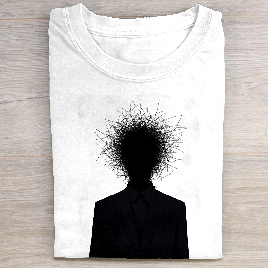 Abstract Art Black Silhouette White T-Shirt
