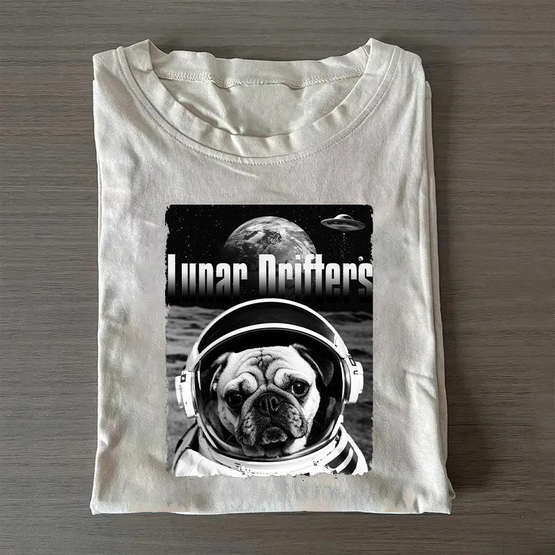 Pug Moon Adventure Funny T-Shirt