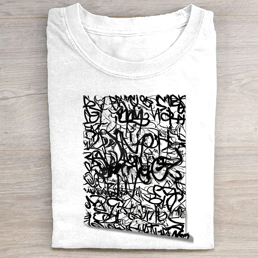 Abstract Black and White Graphic T-Shirt