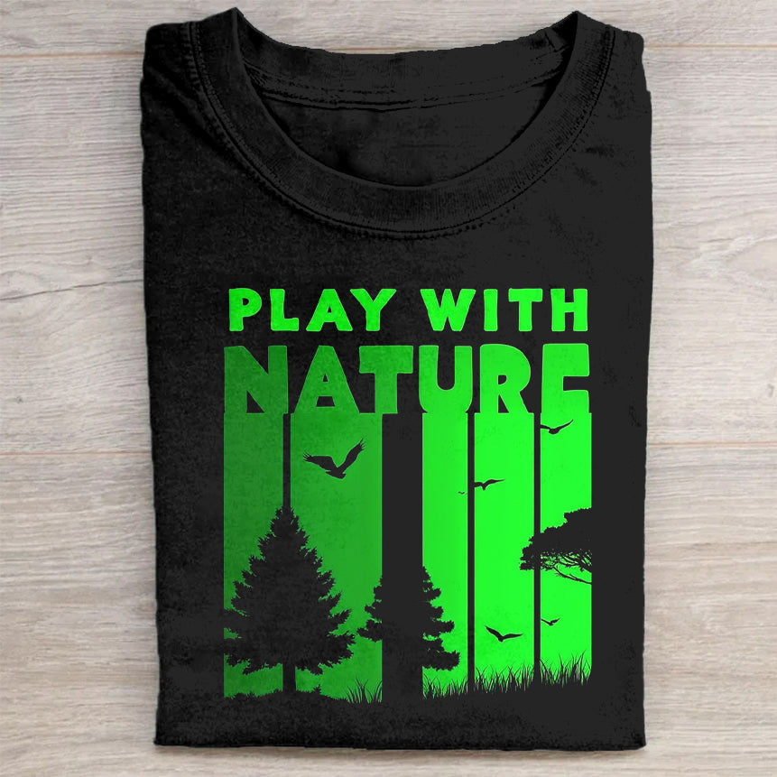 Play with Nature Green Forest Graphic T-Shirt