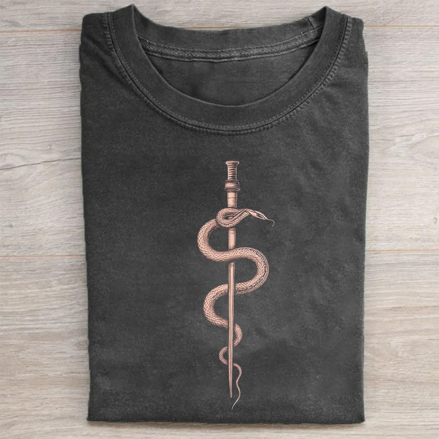 Caduceus Snake Symbol Graphic T-Shirt