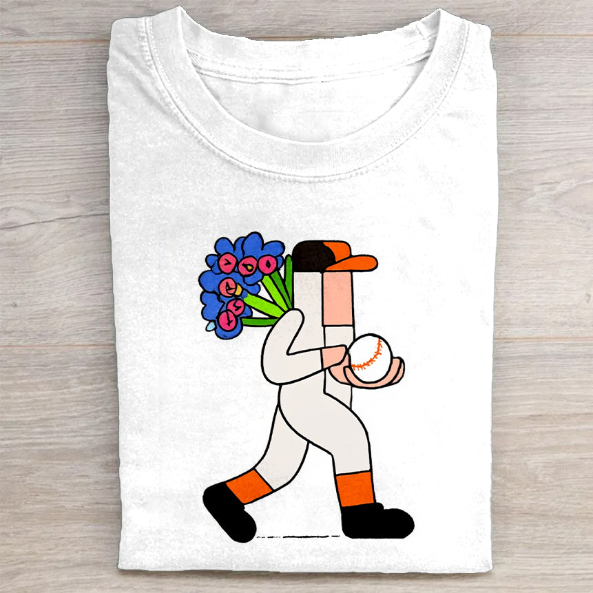 Colorful Cartoon Character White T-Shirt