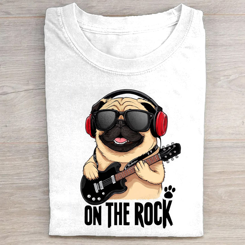 Cute Pug Rocker Graphic T-Shirt