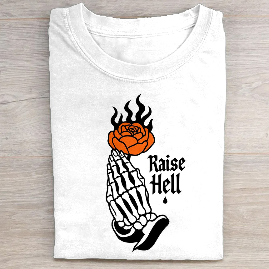 Raise Hell Graphic Design White T-Shirt