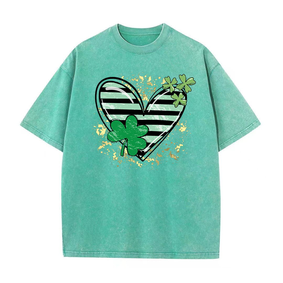 Retro St. Patrick's Day Love Heart Shamrock Unisex T-Shirt - heygraff