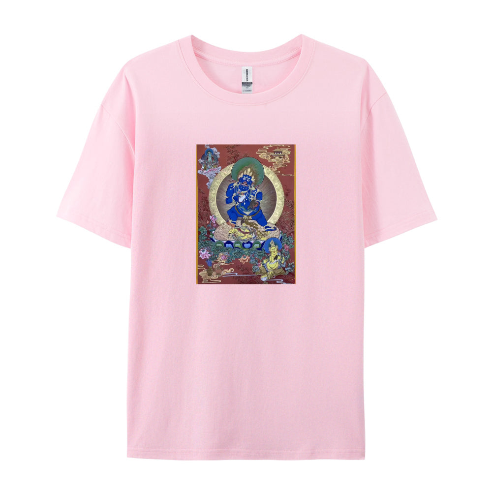 Buddhist Thangka Art T-Shirt  Blue Buddha Design  Spiritual Meditation Clothing  Unique Tibetan Style Graphic Tee  Men Women Unisex Fit  Comfortable Cotton Top