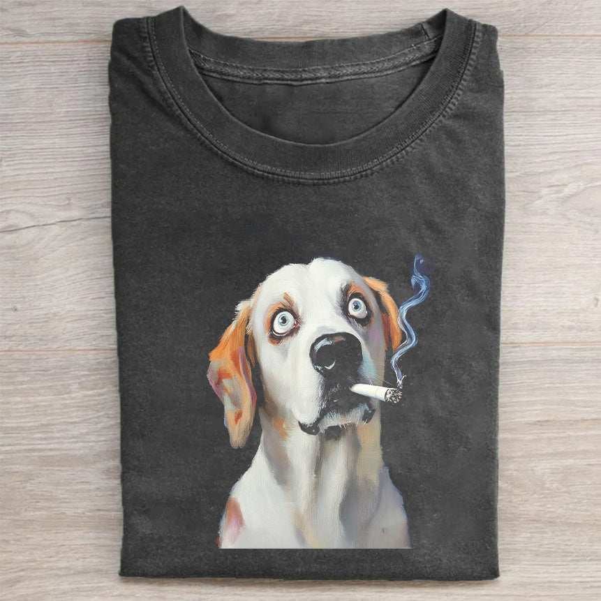 Smoking Dog Graphic T-Shirt