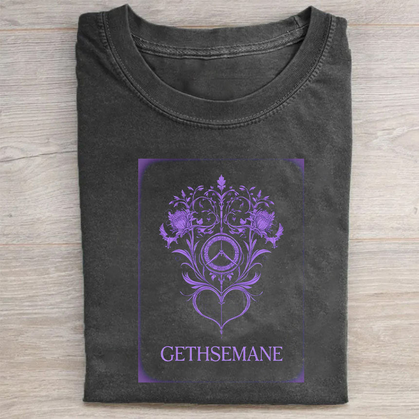 Gethsemane Graphic T-Shirt with Purple Design for Men Women Unisex Casual Tee