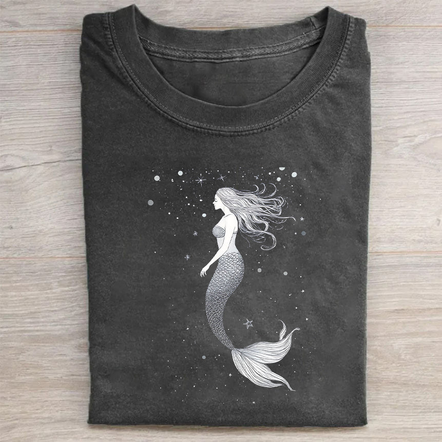 Mermaid Graphic Print Women's Casual Short Sleeve T-Shirt