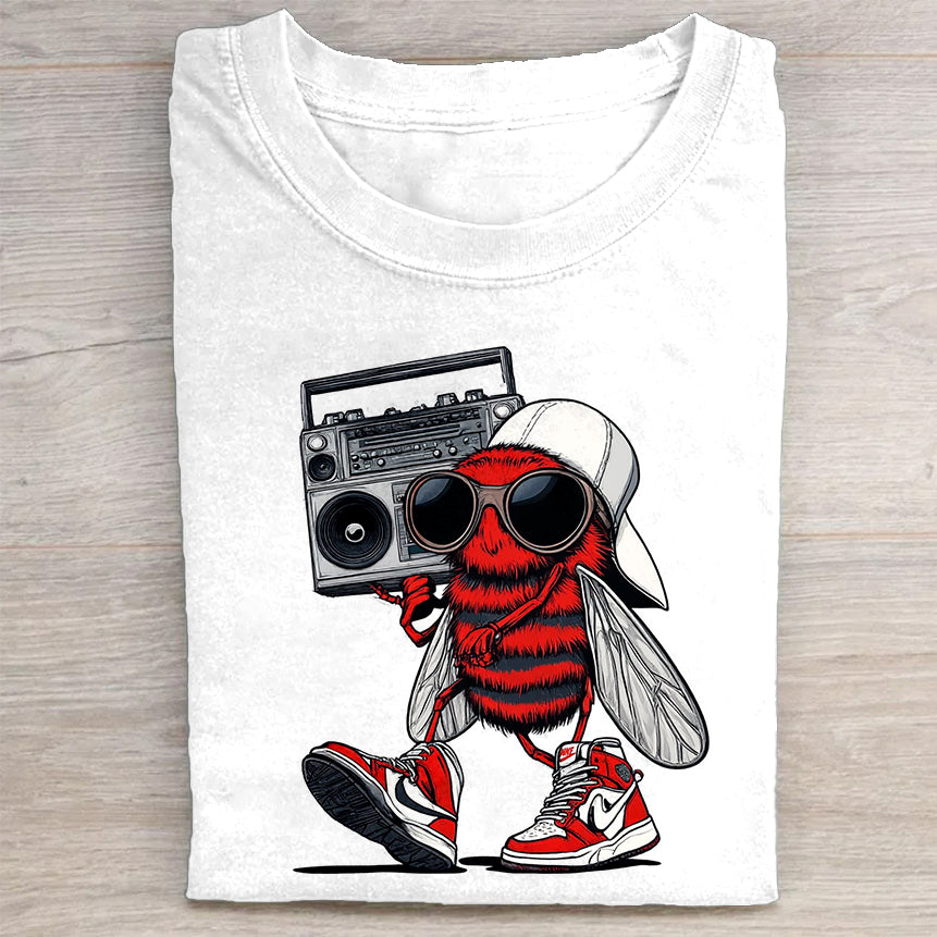 Cute Bee with Boombox Graphic T-Shirt